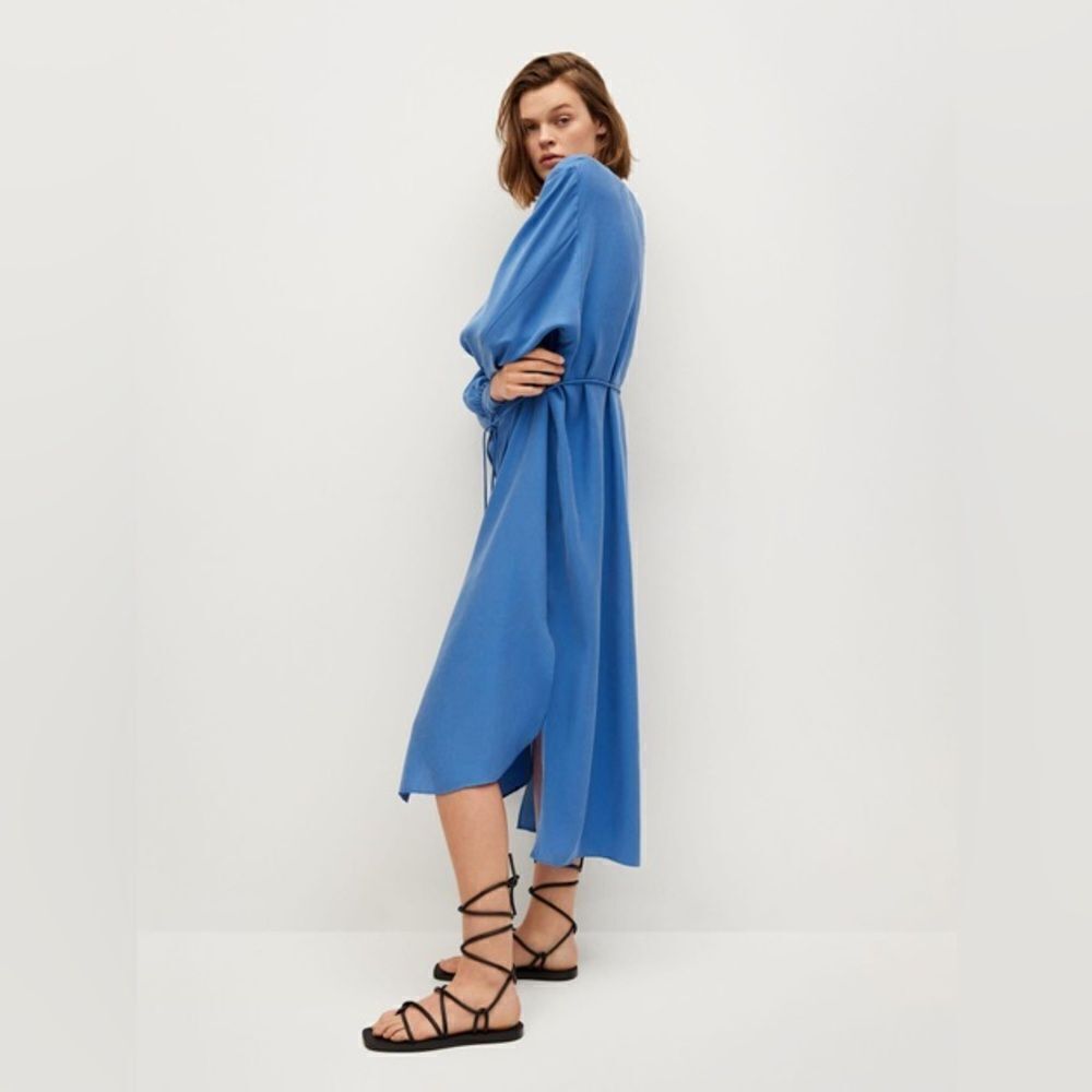 Mango Modal Oversized Dress Belted Blue - Picture 3 of 9